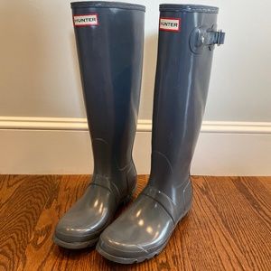 Hunter Original Tall Boots - charcoal gloss - size 8